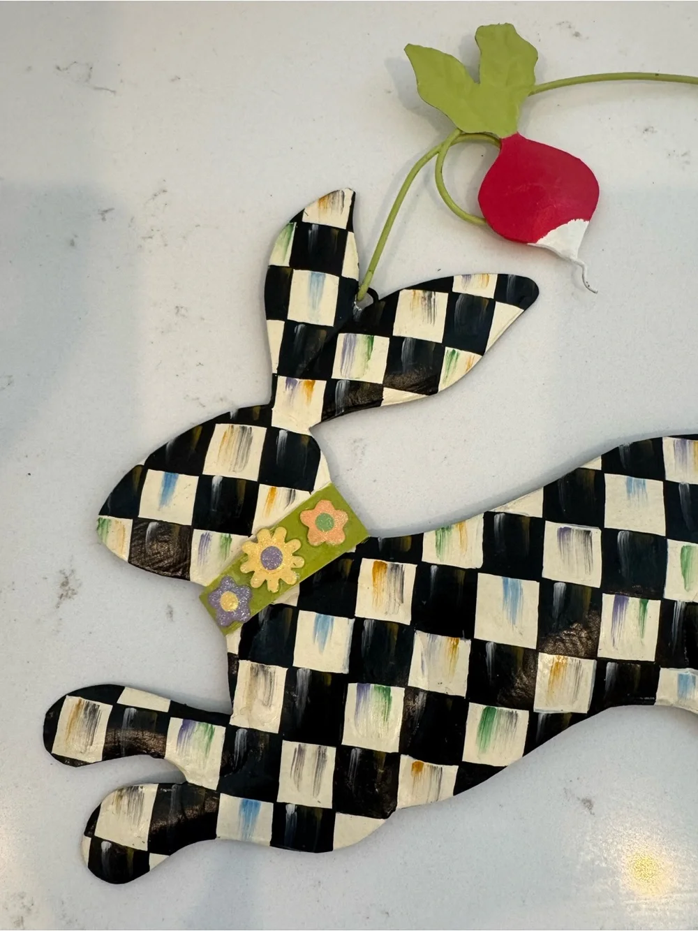 MacKenzie-Childs Radish Rabbit Courtly Check Spring Decor – Retired